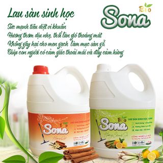 Nước lau sàn Sinh học Hương Quế Can 3,6 Kg | Nước lau sàn Sinh học SONA kết hợp tinh dầu thiên nhiên khử mùi, đuổi muỗi (Quế/Sả chanh)
