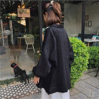 Áo khoác kaki quốc dân lai bầu tay phồng