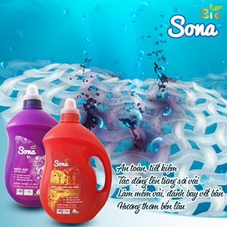 Nước Giặt Xả Sinh Học SONA Can 3.2 Kg Can Đỏ Hương Anh Đào