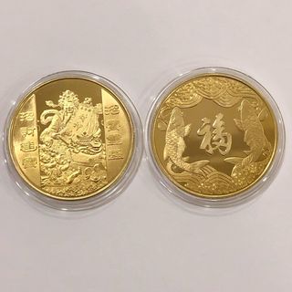 Sỉ Đồng Xu Thần Tài Mạ Vàng Kèm Túi Gấm Đỏ May Mắn