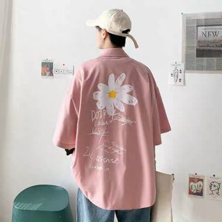 Áo khoác kaki in bông cúc tay lỡ
