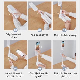 Gậy livestream DOXG-V6 Bluetooth kèm đèn, trục quay kép 360 độ đáp ứng mọi tư thế