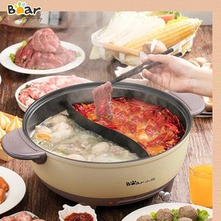Nồi Lẩu Điện Bear Uyên Ương 2 Ngăn Mini Đa Năng Dung Tích 6L Tiết Kiệm Chống Dính An Toàn