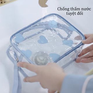 Túi Đựng Mỹ Phẩm Cầm Tay Trong Suốt 3 Size Chống Thấm Nước Cao Cấp Phù Hợp Cho Đi Du Lịch, Đựng Đồ Make Up Hằng Ngày