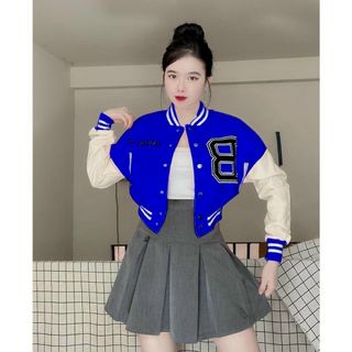 Áo khoác lửng kiểu bomber thêu chữ B