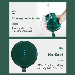 Máy Xay Sinh Tố Juicer Xay Thịt Tỏi Ớt Cơm Cháo Cầm Tay Mini Đa Năng Dung Tích 300ML 0.3L 4 Lưỡi Dao