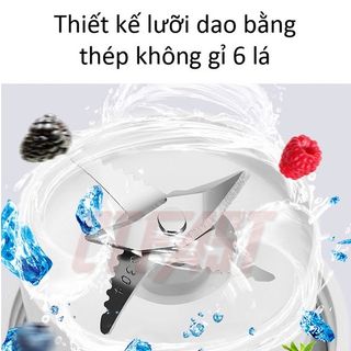 Máy Xay Sinh Tố Juicer Xay Thịt Tỏi Ớt Cơm Cháo Cầm Tay Mini Đa Năng Dung Tích 300ML 0.3L 4 Lưỡi Dao