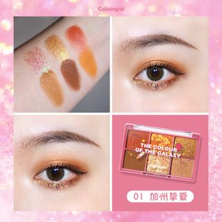Bảng Phấn Mắt Colourgrid 6 Màu Lì 12g Và Hiệu Ứng Ánh Kim Mịn, Kháng Nước Lâu Trôi