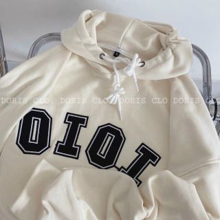 Áo hoodie thun nỉ mềm mịn thêu logo OIOI
