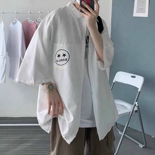 Áo khoác kaki tay lỡ in mặt cười