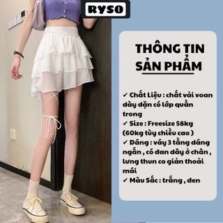 CHÂN VÁY XÒE 3 TẦNG, CHÂN VÁY VOAN XÒE TẦNG XẾP LY DÂY CỘT ĐÙI 2 MÀU ĐEN TRẮNG PHONG CÁCH ULZZANG