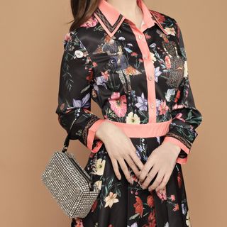 Đầm sơmi hoa quảng châu cao cấp