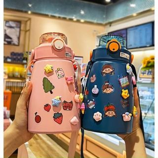 Bình nước bình giữ nhiệt 800ml , bình giữ nhiệt cute có ống hút, inox 304 cao cấp không rỉ tặng kèm sticker