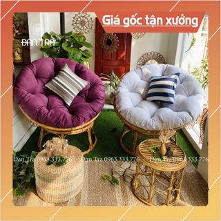 [ RẺ VÔ ĐỊCH ] Combo 2 Ghế Mây Papasan Size 1M ĐAN TRÀ ( nệm tím + trắng) giá sỉ