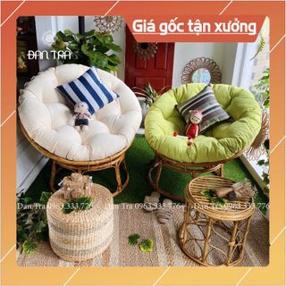 [ RẺ VÔ ĐỊCH ] Combo 2 Ghế Mây Papasan size 1M ĐAN TRÀ ( nệm kem + xanh lá bơ) giá sỉ