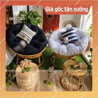 [ RẺ VÔ ĐỊCH ] Combo 2 Ghế Mây Papasan Size 1m ĐAN TRÀ ( nệm trắng + đen) giá sỉ