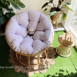 [SALE SẬP SÀN] Ghế Papasan Bà Bầu 1m Màu Trắng Tím - ĐAN TRÀ - Nội Thất Mây Tre Đan giá sỉ