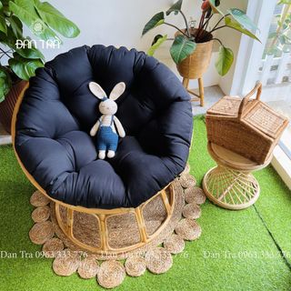 [GIÁ XƯỞNG - FREESHIP] Ghế Papasan Bà Bầu 1m Màu Nệm Đen - ĐAN TRÀ - Nội Thất Mây Tre Đan giá sỉ