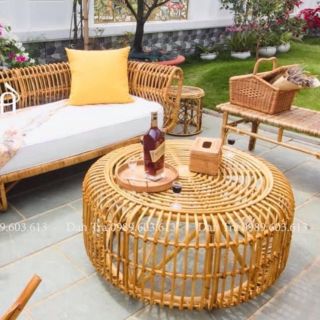 Bàn Bí Tròn Mây - Bàn Tròn Mây Vintage style Boho - ĐAN TRÀ - Nội Thất Mây Tre Đan giá sỉ