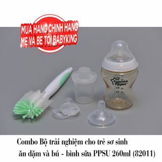 Bình sữa Tommee Tippee PPSU 260ml (kèm núm ti chảy sữa chậm) 0 tháng trở lên(82003, 82004, 82005)