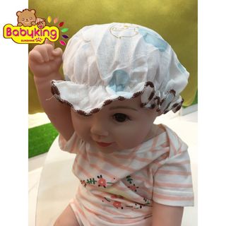 Nón em bé kiểu nhún bèo vải lưới (2 cái) 281, chất liệu cotton 100% , thương hiệu Aiueo Nhật Bản