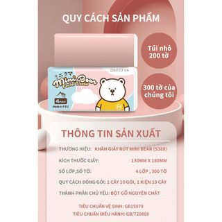 Khăn giấy mini bear Nhật 4 lớp 300 tờ