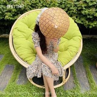 [SIZE TO RỘNG RÃI] Ghế Mây Papasan 100% Tự Nhiên Size 120CM Màu Xanh Bơ - ĐAN TRÀ - Nội Thất Mây Tre Dan giá sỉ