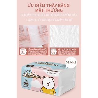 Khăn giấy rút minibear Nhật 300 tờ 4 lớp mềm mại dẻo dai, chất liệu thiên nhiên, an toàn cho làn da.(lôc 10 gói )