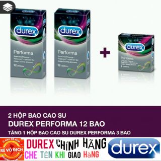 [ SIÊU RẺ ] Bộ 2 hộp bao cao su Durex Performa (12 bao/hộp) + Tặng 1 hộp bao cao su Durex Performa 3 bao