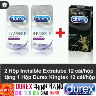 BỘ 2 HỘP baocaosu DUREX INVISIBILE 10 CÁI TẶNG 1 HỘP baocaosu DUREX KINGTEX 12 CÁI giá sỉ