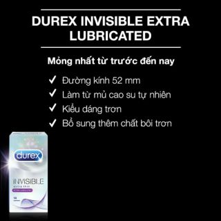 BỘ 2 HỘP baocaosu DUREX INVISIBILE 10 CÁI TẶNG 1 HỘP baocaosu DUREX KINGTEX 12 CÁI