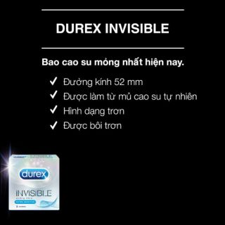 [ SIÊU RẺ ] Bộ 3 bao cao su Durex Invisible 3 bao [ SHOP YÊU THÍCH ]