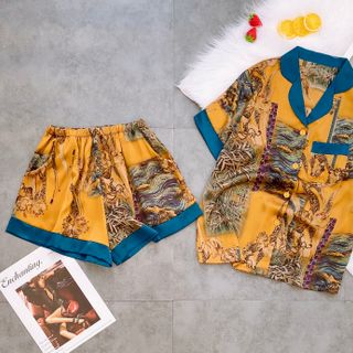 ĐỒ MẶC NHÀ ĐÙI PIJAMA LỤA TƠ TẰM,(THỔ CẨM)