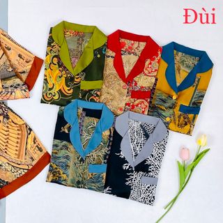ĐỒ MẶC NHÀ ĐÙI PIJAMA LỤA TƠ TẰM,(THỔ CẨM)