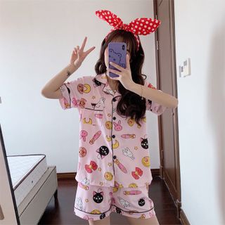 Bộ Ngủ Pijama Mặc Nhà Cộc Tay Thoáng Mát Thấm Hút Mồ Hôi Siêu Tốt Họa Tiết Dễ Thương rose Store