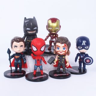 Mô Hình 6 Nhân Vật Siêu Anh Hùng DC Marvel Thần Sấm Thor Người Nhện Spider Man Batman Iron Man Super Man Captain America giá sỉ