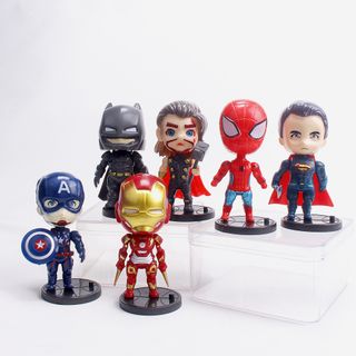 Mô Hình 6 Nhân Vật Siêu Anh Hùng DC Marvel Thần Sấm Thor Người Nhện Spider Man Batman Iron Man Super Man Captain America giá sỉ