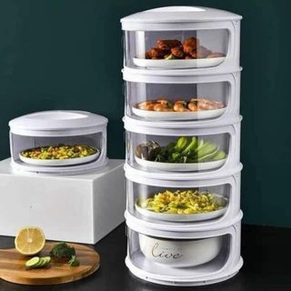 Kệ đựng đồ ăn 5 tầng giữ nhiệt dùng đậy thức ăn nhà bếp đa năng kích thước lớn