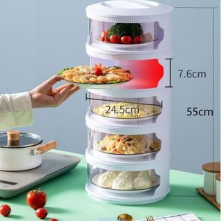Kệ đựng đồ ăn 5 tầng giữ nhiệt dùng đậy thức ăn nhà bếp đa năng kích thước lớn