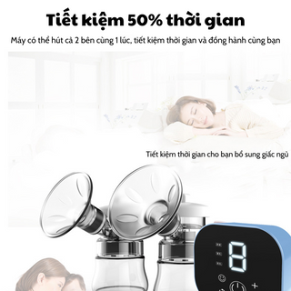 Máy hút sữa điện đôi 3 chức năng 9 cấp lực mạnh mẽ, không đau bảo hành 12 tháng toàn quốc
