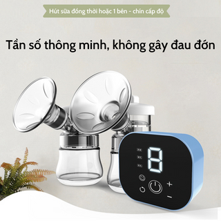 Máy hút sữa điện đôi 3 chức năng 9 cấp lực mạnh mẽ, không đau bảo hành 12 tháng toàn quốc