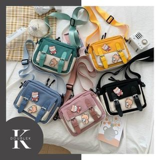 Túi đeo chéo vải canvas đi học nhỏ gọn cute