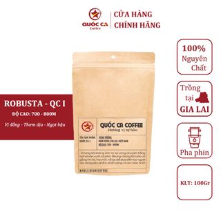 Bộ 2 Gói 500gr Cà phê Robusta-QCII, Cà phê nguyên chất 100% rang mộc [Tặng 01 Gói Cà phê Dùng Thử 100gr]