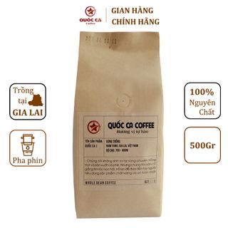 Bộ 2 Gói 500gr Cà phê Robusta-QCI, Cà phê nguyên chất 100% rang mộc [Tặng 01 Gói Cà phê Dùng Thử 100gr]