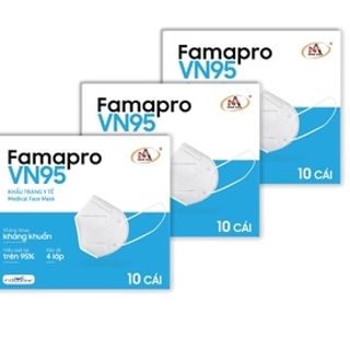 Khẩu trang y tế kháng khuẩn cao cấp 4 lớp Famapro VN95 - Trắng - 10 cái/ Hộp giá sỉ