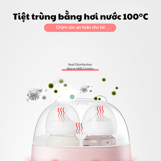 Máy hâm sữa tiệt trùng 2 bình đa năng, màn hình cảm ứng 4 chức năng tiện lợi