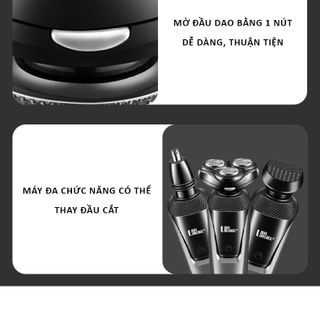 Máy cạo râu Lingke 3 lưỡi kép đa năng 3 trong 1 cạo sát sạch êm, chống nước