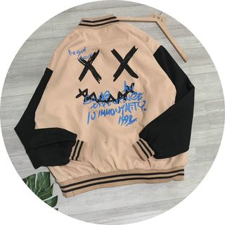 Áo khoác da lộn mềm mịn 2 lớp lót logo in đẹp