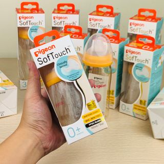 Bình sữa Pigeon Softouch cổ rộng dung tích 160ml / 240ml chất liệu PPSU an toàn cho bé (PHIÊN BẢN MỚI)