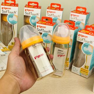 Bình sữa Pigeon Softouch cổ rộng dung tích 160ml / 240ml chất liệu PPSU an toàn cho bé (PHIÊN BẢN MỚI)